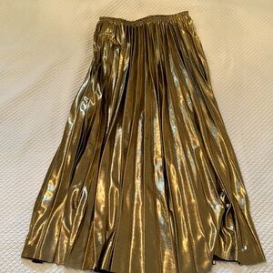 Oak & Fort gold pleated midi skirt size M